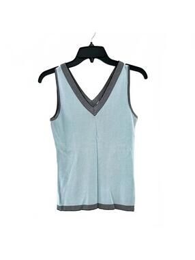 Vintage Emma James Thin Baby Blue Thin V-neck Knit Sweater Vest Tank- Size Small